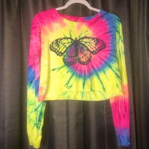 Tie dye butterfly crop top